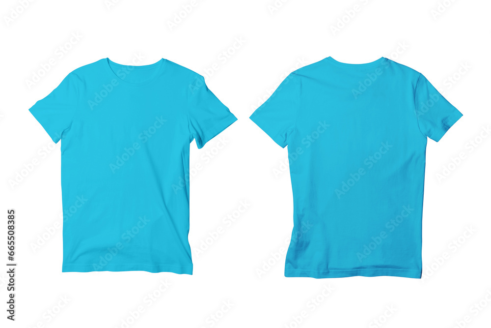 Blank Teal Unisex Crew Neck Short Sleeve T-Shirt Front and Back View Mockup Template Blank Teal Unisex Crew Neck Short Sleeve T-Shirt Front and Back View Mockup Template