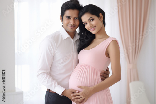 indian pregnant woman with husband