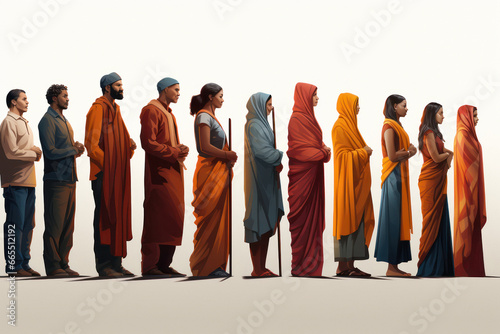indian people standing in a line photo