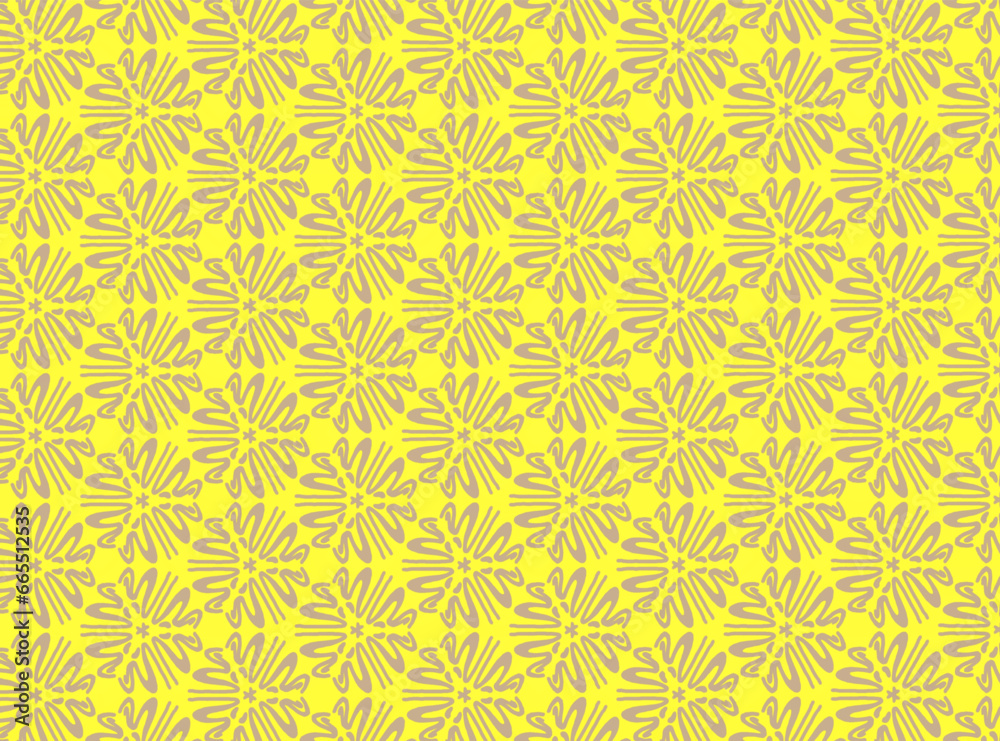 Seamless Pattern Strips Lines Abstract Flora Yellow Background