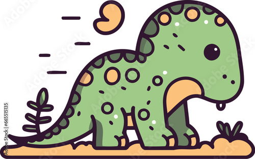 dinosaur cartoon icon on white background. vector illustration. eps
