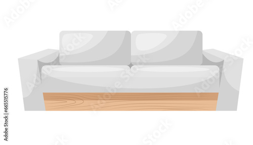 Sofa Furniture. Interior item for a cozy isolated interior. Designer trendy furniture. Vector illustration of living room furniture in mid century modern style.