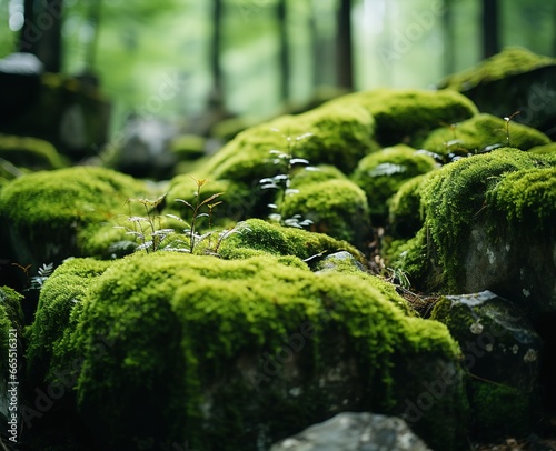 green moss in the forest