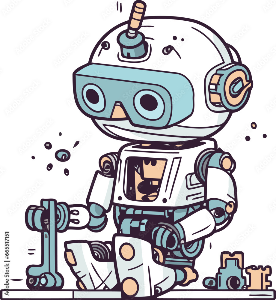 Cartoon robot. Vector illustration of a cute robot. Cartoon robot.