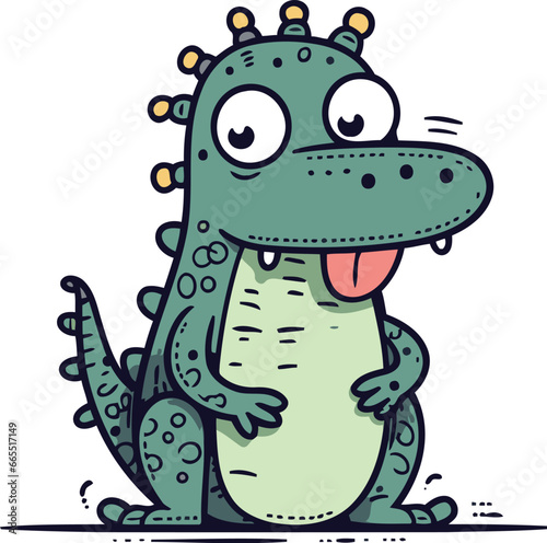 Cute cartoon crocodile. Vector illustration isolated on white background.