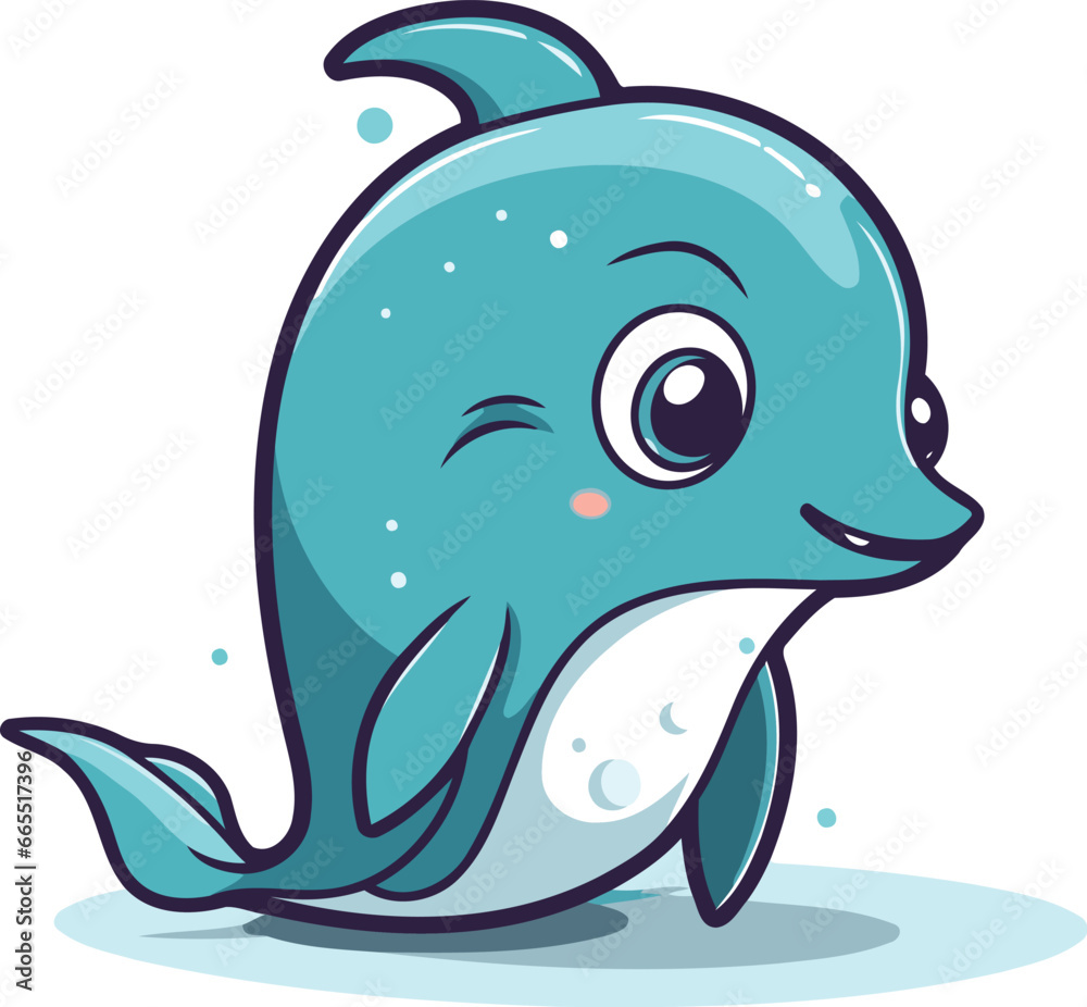 Cute cartoon dolphin. Vector illustration isolated on a white background. Cute cartoon dolphin. Vector illustration isolated on a white background.
