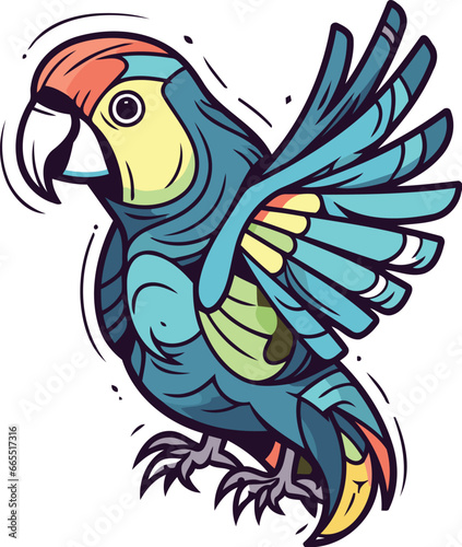 Colorful parrot isolated on a white background. Vector illustration.