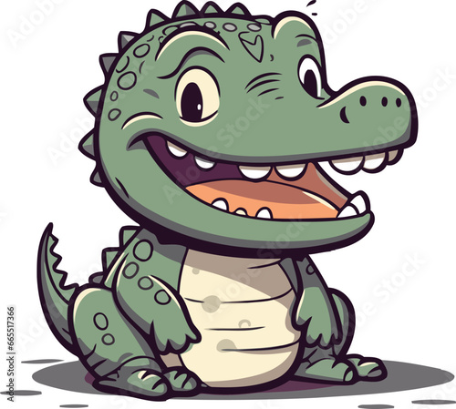 Cute cartoon crocodile. Vector illustration isolated on white background.