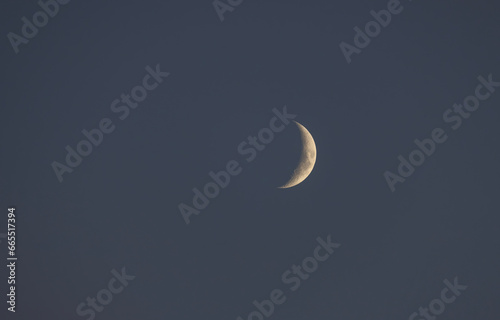 Obraz na płótnie A new moon on a calm night with clear sky w salonie
