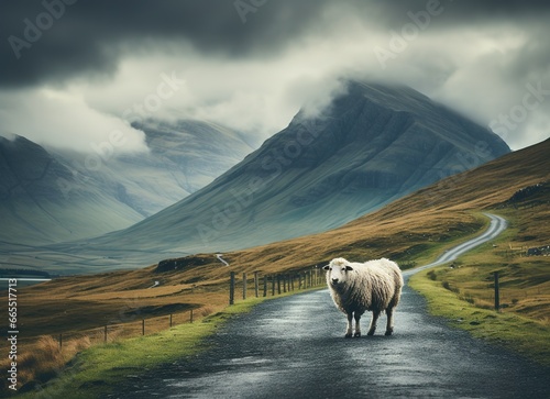 sheep in the mountains photo