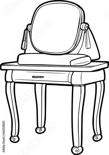 outline illustration of dressing table for coloring page