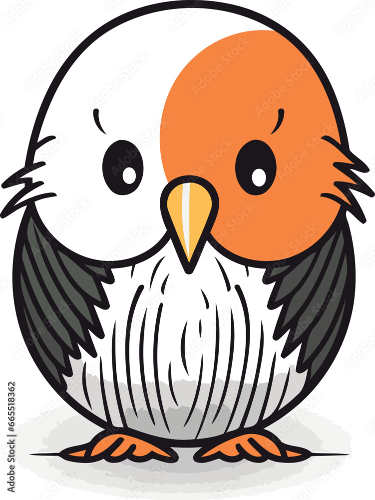 Funny little bird. Cute cartoon character. Vector illustration. Funny little bird. Cute cartoon character. Vector illustration.