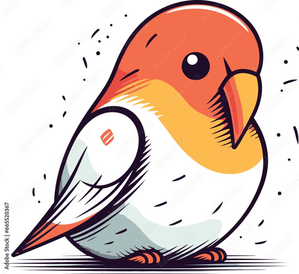 Vector illustration of a cute little bird isolated on a white background. Vector illustration of a cute little bird isolated on a white background.