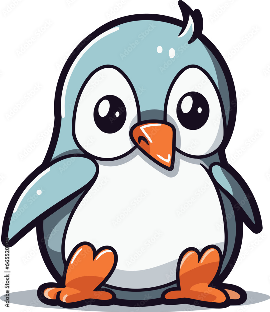 Obraz premium Cute penguin cartoon character vector illustration. Cute cartoon penguin.