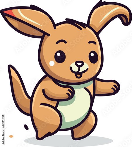 Cute kangaroo cartoon character vector illustration. Cute kangaroo.
