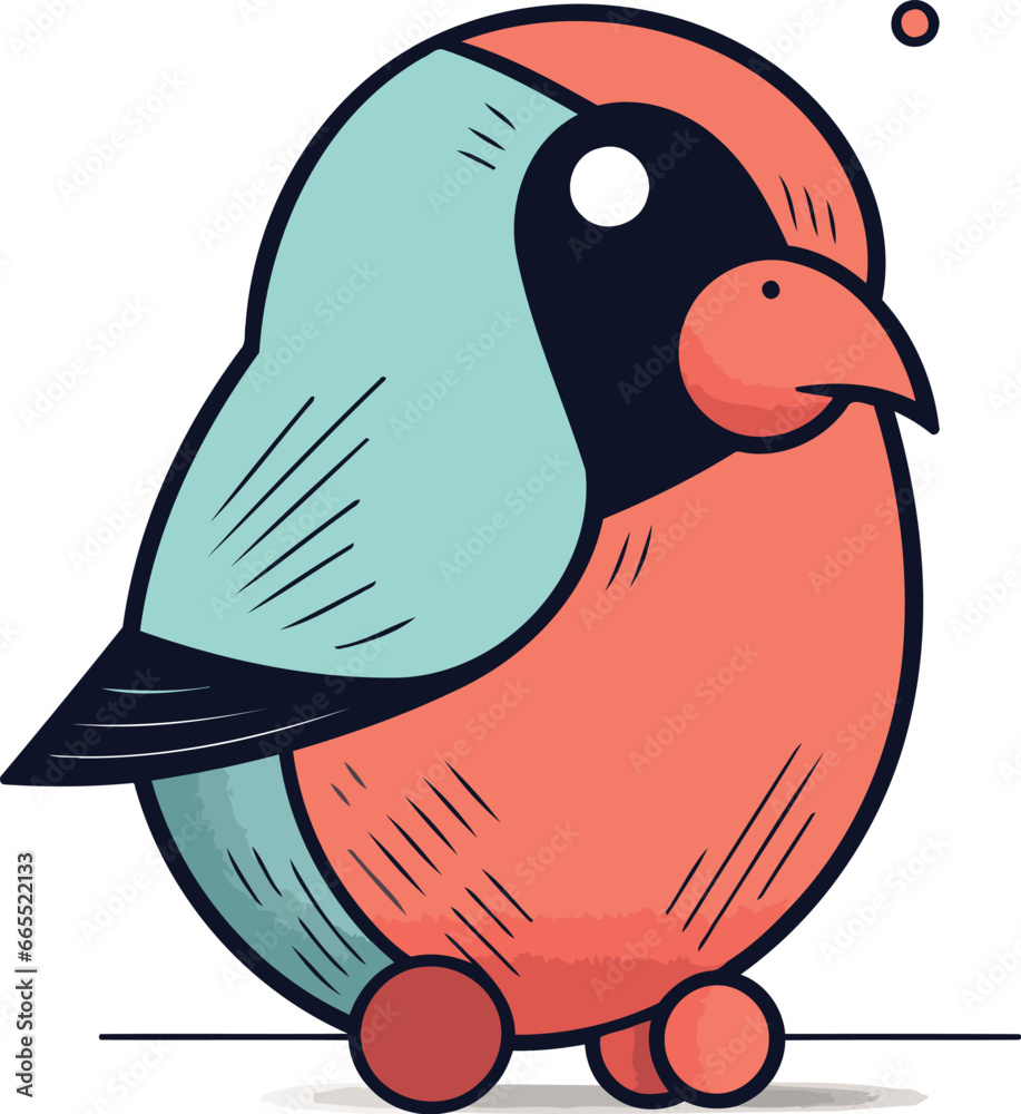Fototapeta premium Bullfinch on white background. Vector illustration in cartoon style.