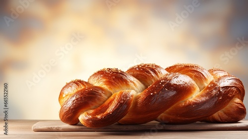 challah bread on a wooden board photo