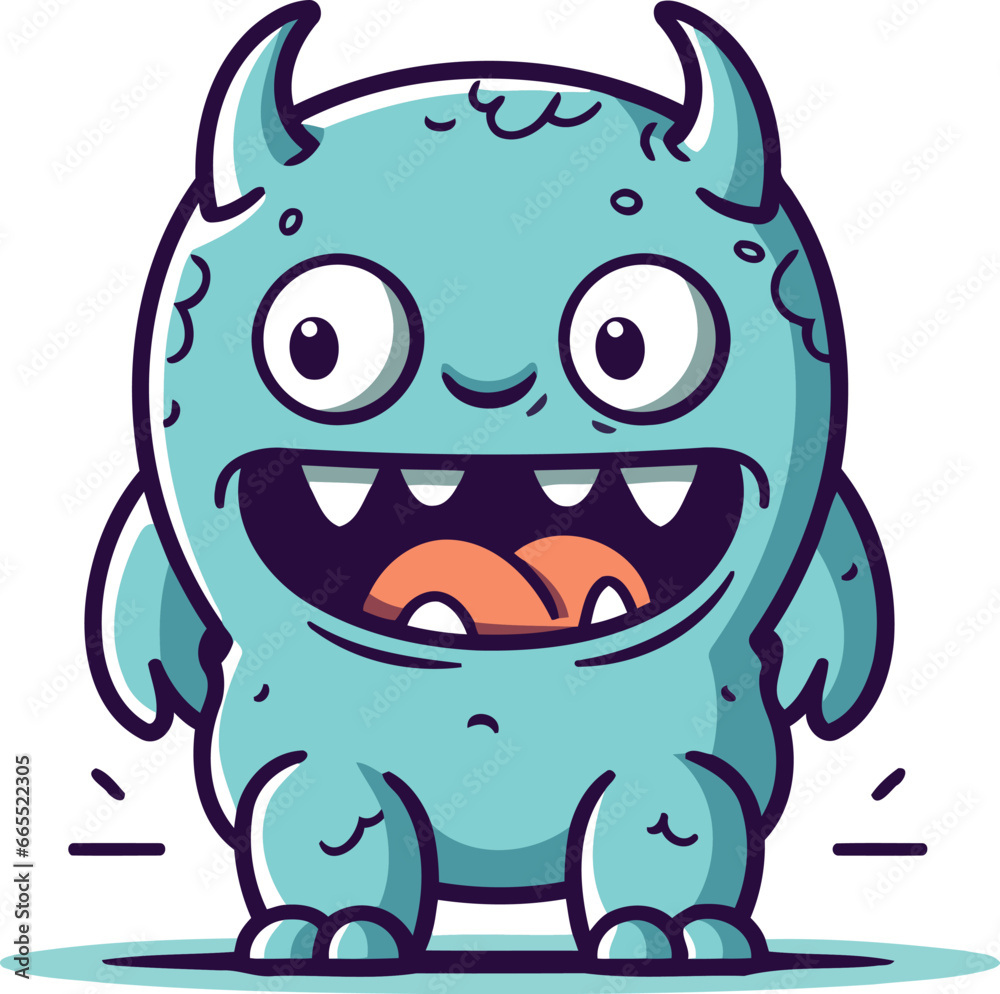 Fototapeta premium Cartoon cute monster character. Vector illustration isolated on white background.
