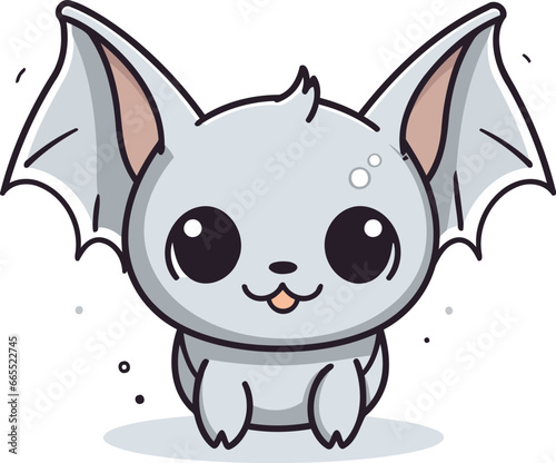 Cute Bat Cartoon Mascot Character. Vector Illustration.