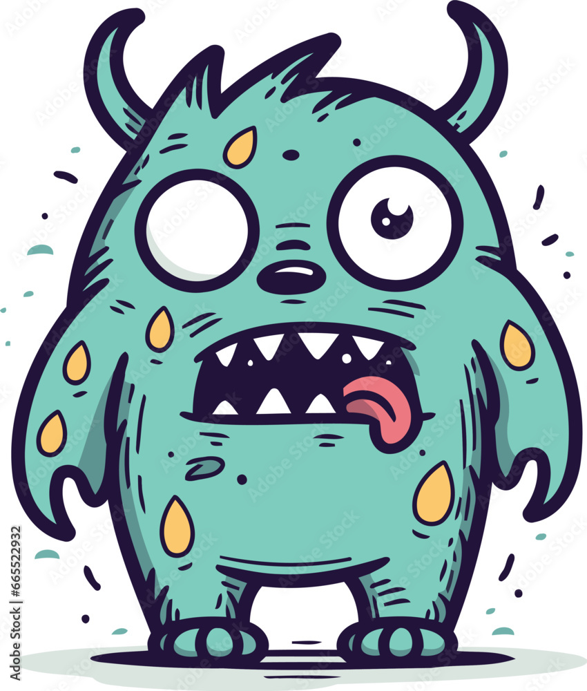 Fototapeta premium Funny cartoon monster. Vector illustration of cute monster. Halloween character.