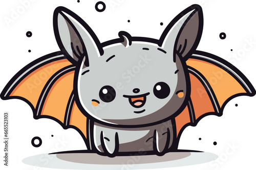 Cute little bat. Vector illustration. Cute cartoon character.