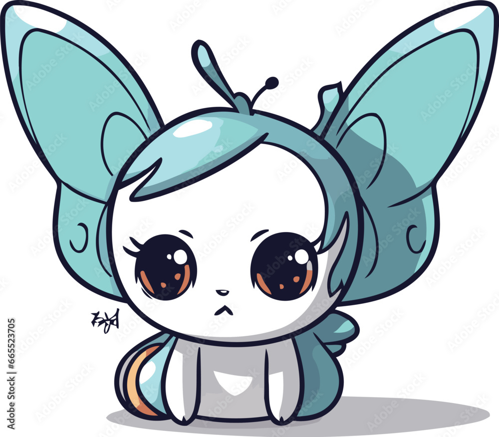 Obraz premium Cute butterfly character cartoon style vector illustration for t shirt print