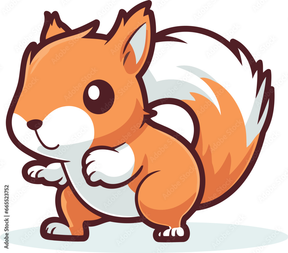 Fototapeta premium Squirrel cartoon character. Vector illustration of a cute little squirrel.