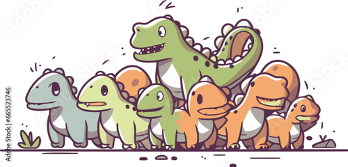 Cute dinosaurs family. Vector illustration. Cute cartoon dinosaurs.