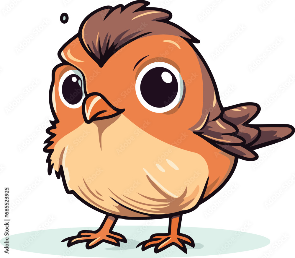 Cute cartoon little bird. Vector illustration isolated on white background. Cute cartoon little bird. Vector illustration isolated on white background.