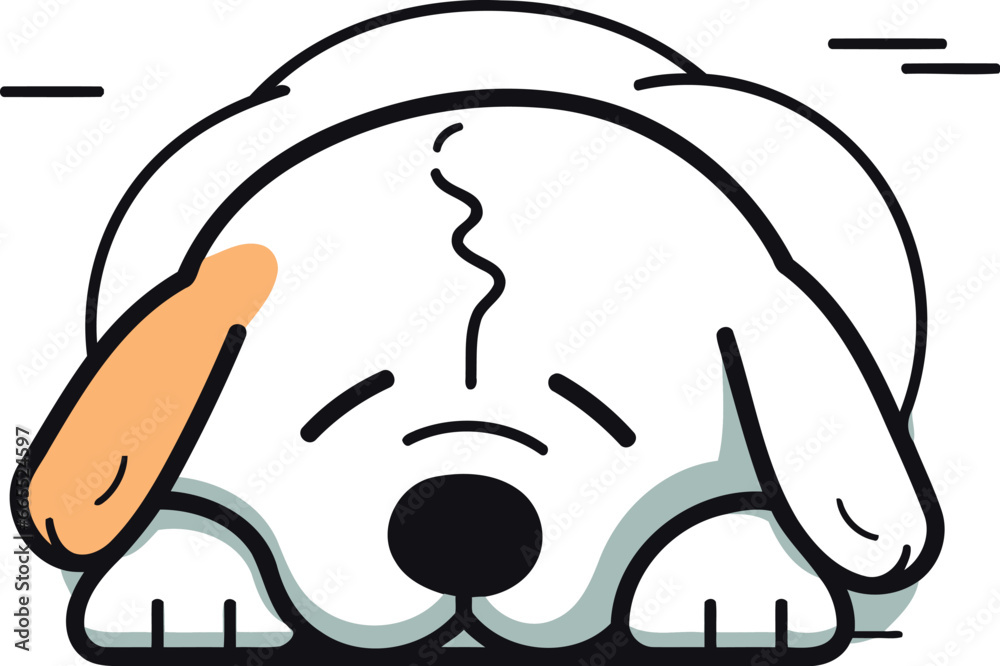 Cute dog sleeping icon. vector illustration. Flat design style. Cute dog sleeping icon. vector illustration. Flat design style.