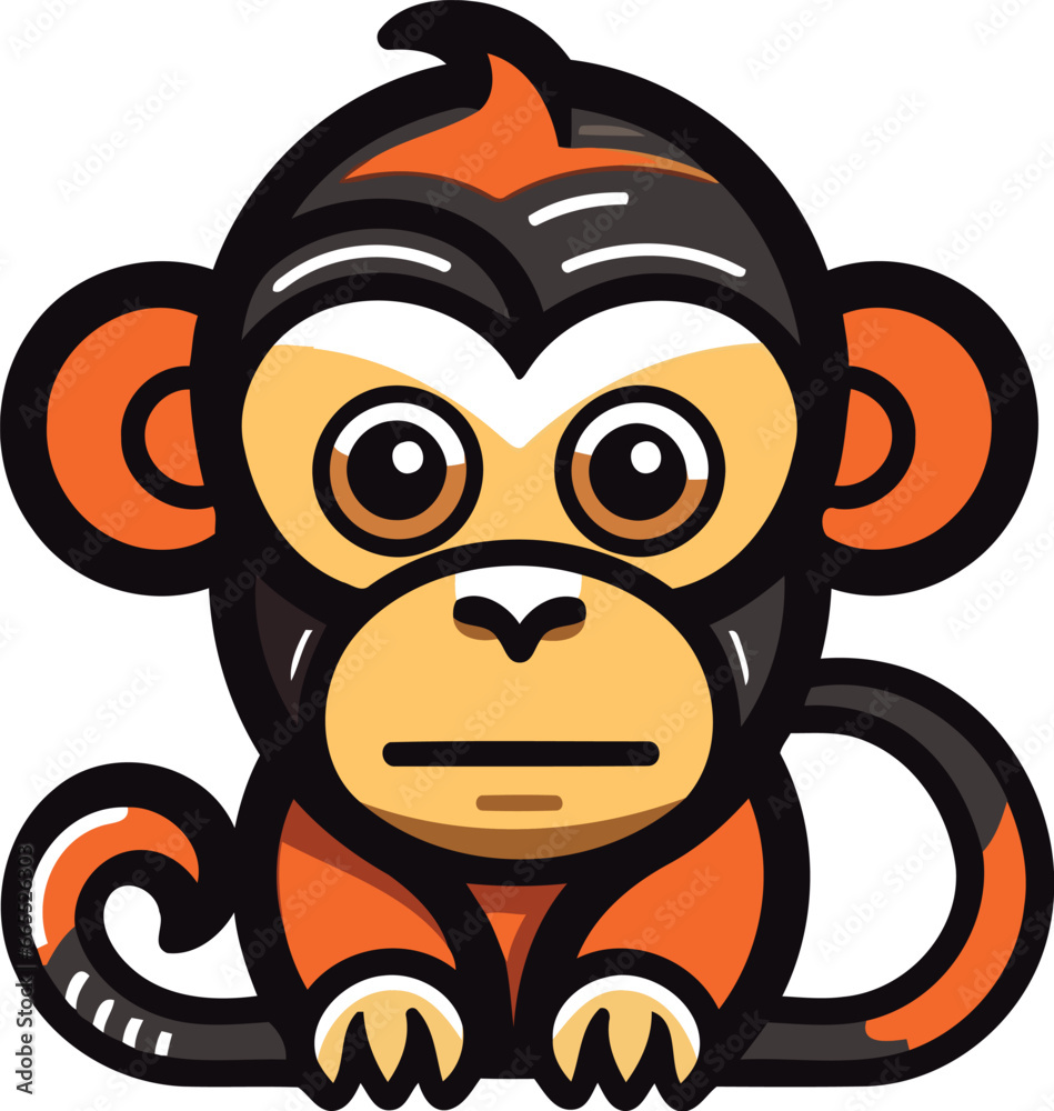 Obraz premium Cute cartoon monkey. Vector illustration isolated on a white background.