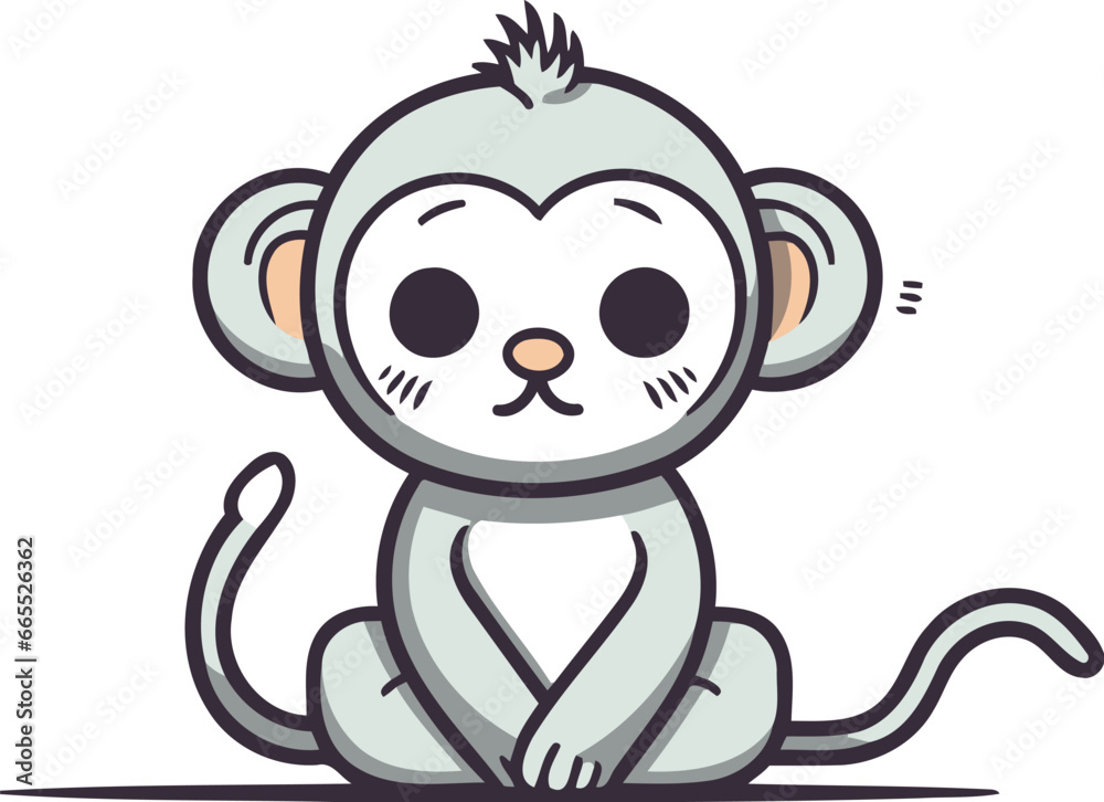 Cute cartoon monkey. Vector illustration. Isolated on white background. Cute cartoon monkey. Vector illustration. Isolated on white background.