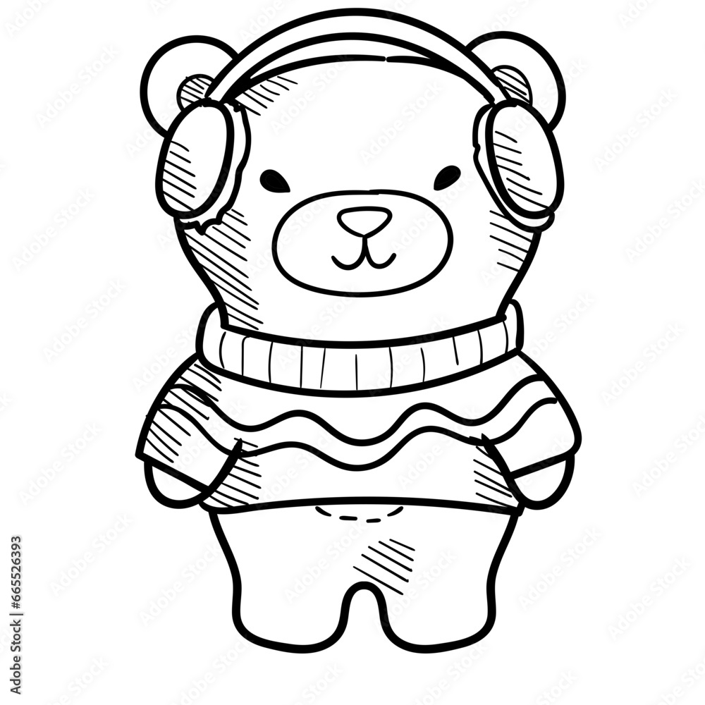 Hand Drawn Cute Winter Bear Set Hand Drawn Cute Winter Bear Set