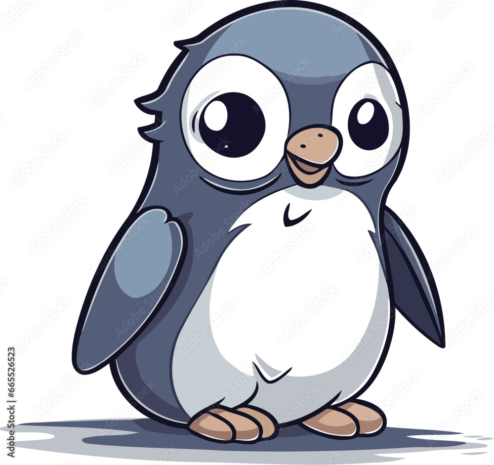 Fototapeta premium Cute penguin isolated on a white background. Vector illustration.
