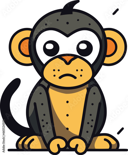 Cute monkey cartoon vector illustration. Funny monkey character. Cartoon monkey.