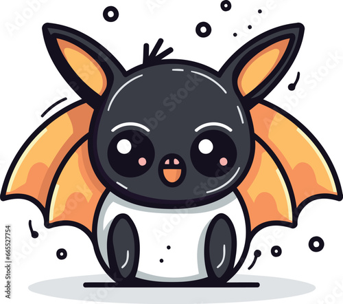 Cute cartoon bat. Vector illustration isolated on a white background.