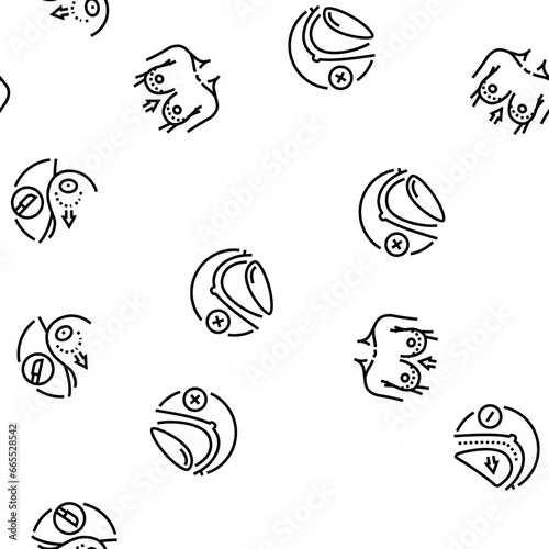 breast surgery body woman plastic vector seamless pattern thin line illustration