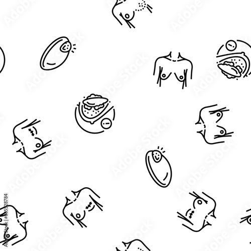 breast surgery body woman plastic vector seamless pattern thin line illustration