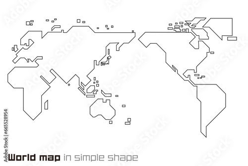 直線で構成されたの世界地図のデザイン