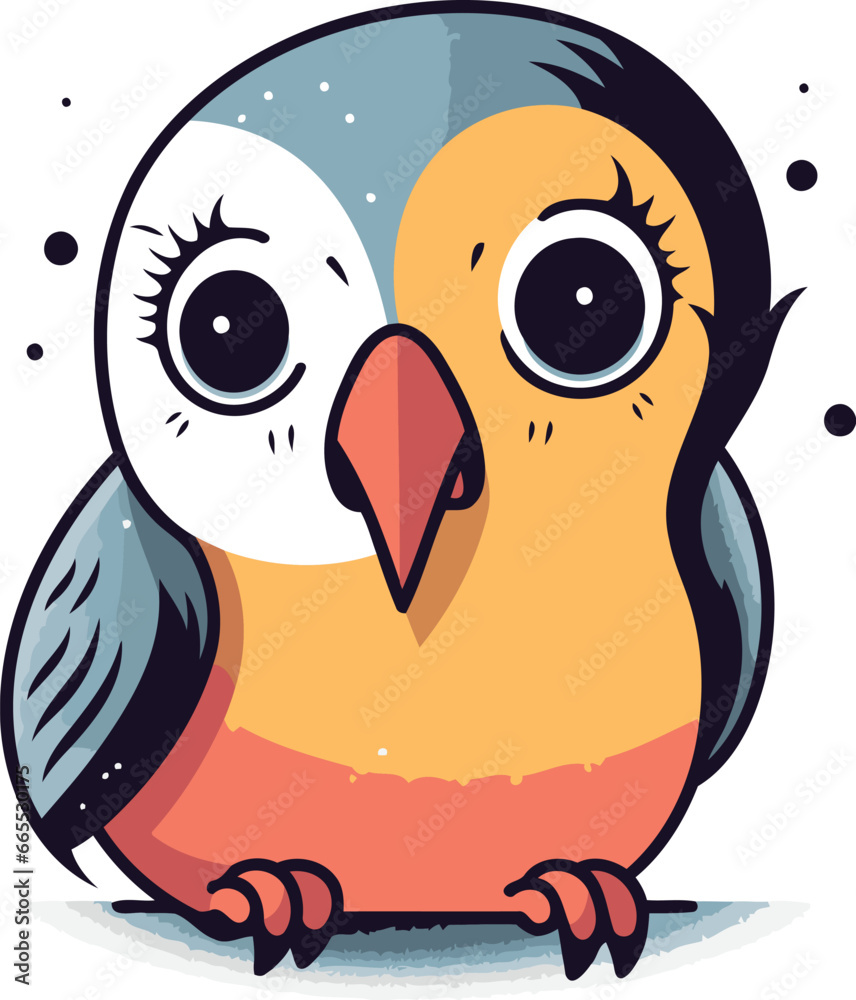 Obraz premium Cute cartoon parrot. Vector illustration isolated on white background.