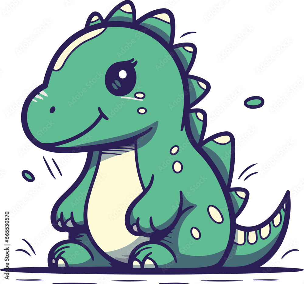 Fototapeta premium Cute cartoon dinosaur. Vector illustration isolated on a white background.
