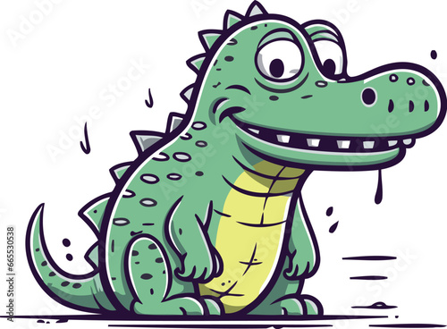 Cute crocodile vector illustration. Cute cartoon crocodile.