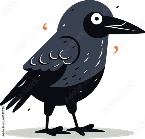 Cute cartoon crow. Vector illustration isolated on a white background.