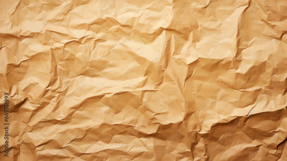 Brown crumpled recycle paper texture background. Craft beige paper backdrop. Generative AI Brown crumpled recycle paper texture background. Craft beige paper backdrop. Generative AI