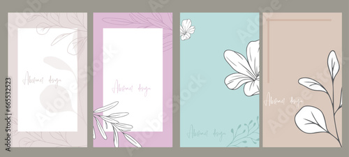 Invitation, menu, table number card design. Floral wedding templates. Good for birthday, bridal and baby shower. Vector illustration.