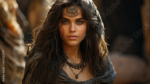 Captivating Portrait of a Young Indian Woman with Intense Expression - Cultural Heritage in Vivid Detail. Generative AI