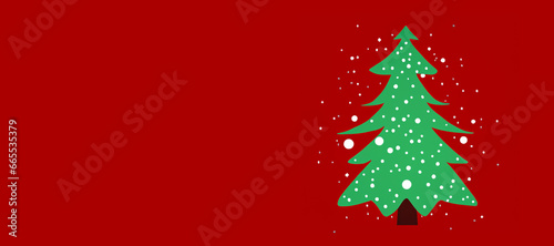 illustration of  a christmas tree on red background