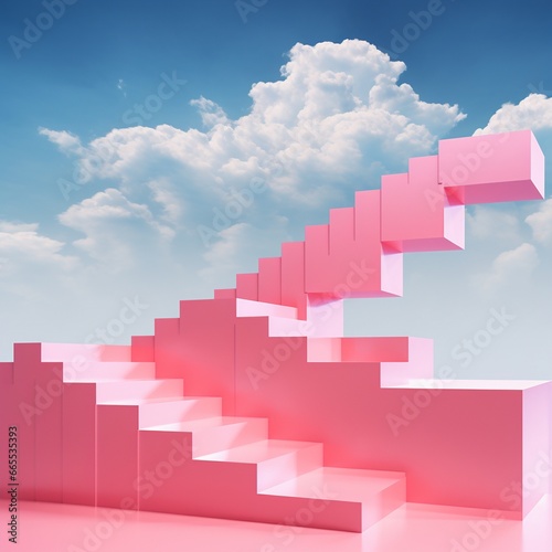 A staircase surreal geometric    abstract creation