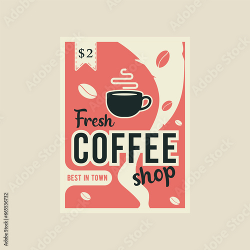 coffee shop vector poster vintage minimalist illustration template graphic design. drink and food banner advertisement or decoration for business concept