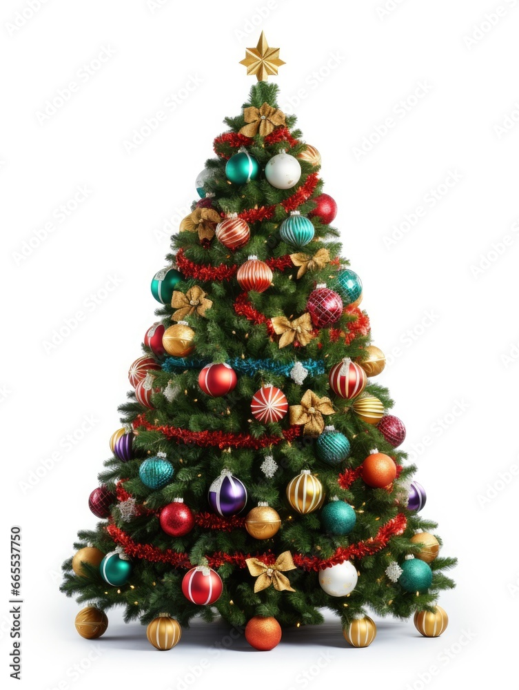 beautifully decorated christmastree on white. beautifully decorated christmastree on white.